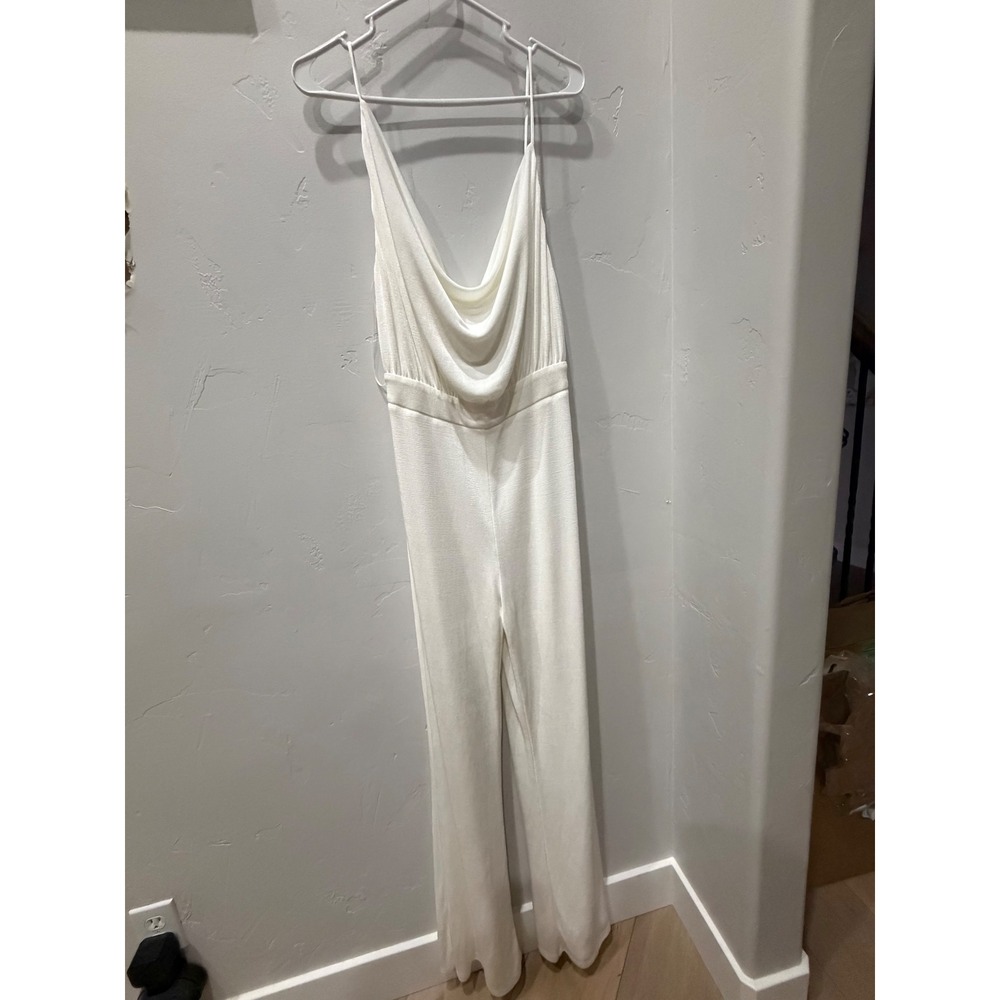 MISHA Moyra Ivory Cowl Neck Wide Leg Jumpsuit Pantsuit White US 6 OND19JU893